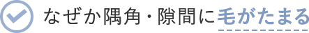 なぜか隅角・隙間に毛がたまる